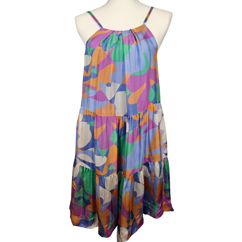 Frnch Paris Tiered Mini Dress Carnival Maximalist Silk Blend Italian Women XS